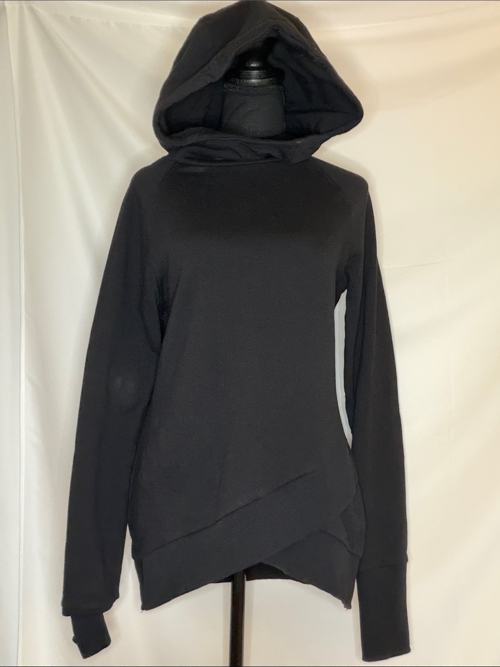 BLACK MARCELLA COTTON BLEND HEAVY HOODIE SWEATSHIRT